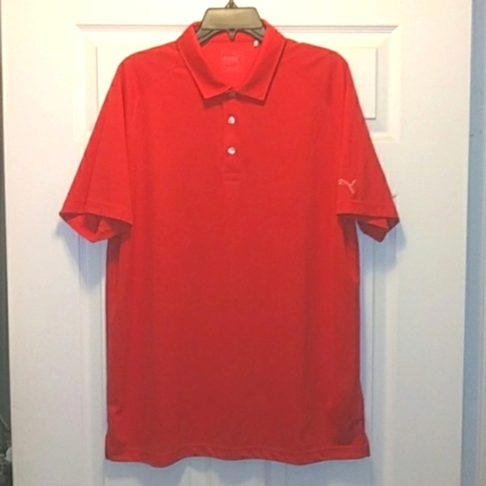 Puma Golf Mens Red 1/2 Button Short Sleeve Golf Shirt SZ Large New NWOT